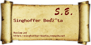 Singhoffer Beáta névjegykártya