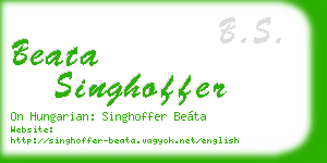 beata singhoffer business card